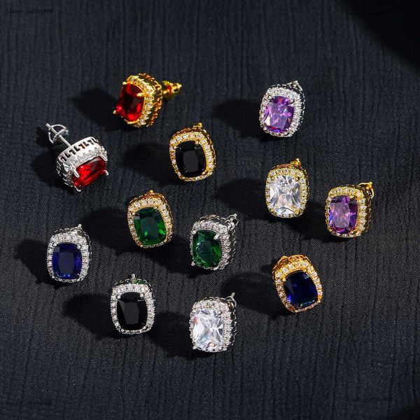 

Luxury Hip Hop all hip hop colored ice out VVS Moissanite men's and women's earrings Free delivery