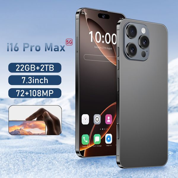 Smart phone I16 Pro Max Mobile Phones 7.3-inch HD 16GB+1T 8000mAh Celulares Global Cell Phones 10 Core 5G WiFi Dual SIM Aandroid14