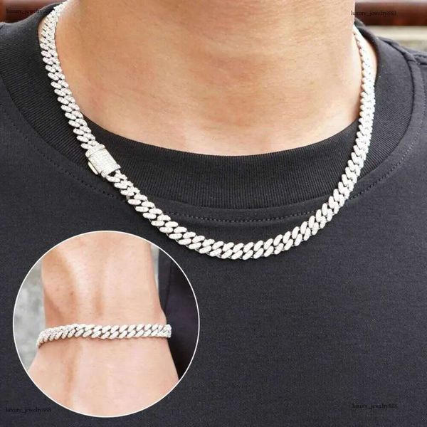 

bracelet pendant necklaces fine jewelry 8mm VVS moissanite necklace cuban k sterg sier women men chain miami cubank Free delivery