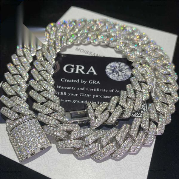 

Stock Iced Out Vvs Bracelet Sier Bg Moissanite Dia Cuban k Chain Hip Hop Men Jewelry Necklace