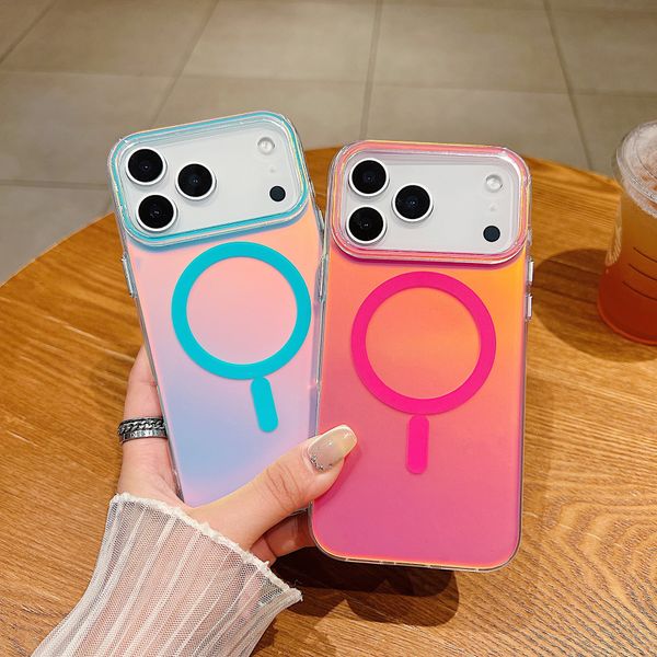 Laser Gradient for Magsafe Case for iPhone 17 pro max 16 15 14 13 12 Pro Max 11 Magnetic Wireless Charging Colorful Shockproof Luxury Cover