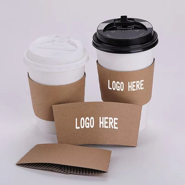 Factory price to go disposable paper cup hot coffee cocoa paper cup with kraft paper sleeve