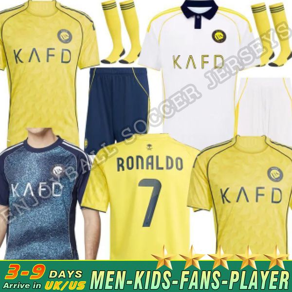 

25 26 Al Nassr FC soccer Jerseys Ronaldo 2025 2026 Al Hilal Home away Gonzalo Martinez Talisca FANS player version men kids kit Football shirts AAAAA, Orange