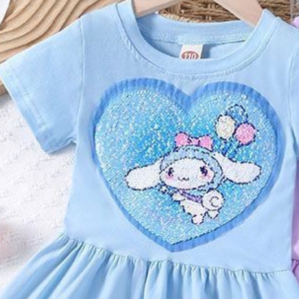 

Toddler children's designer clothing short-sleeved dress label-free design soft and comfortable fabric baby clothes Frozen princess Elsa girl dres.., Blue