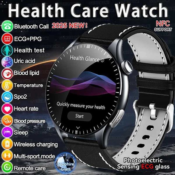 2025 New Health Care ECGHRVNFC SmartWatch Body Analysis Uric Acid Blood lipids Heart Rate pressure Monitoring SmartwatchM251117