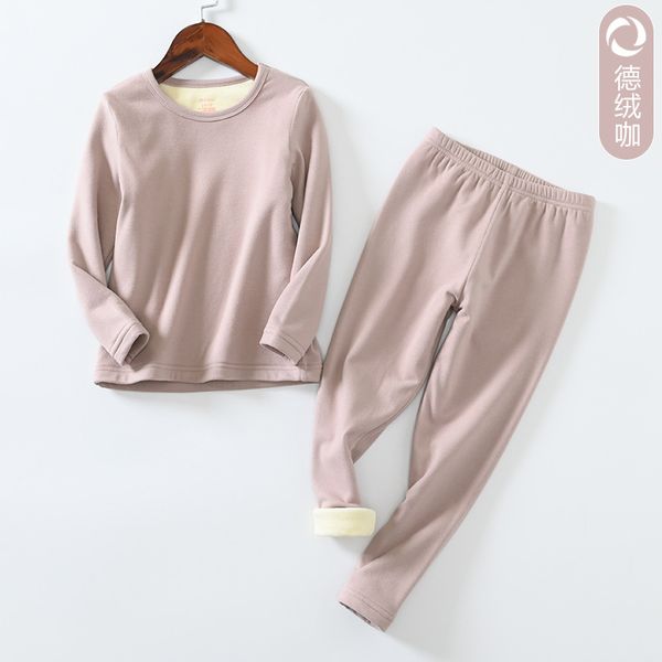 J40 suit children autumn and winter big kids plus velvet autumn clothes thick warm underwear plus velvet girls pajamas