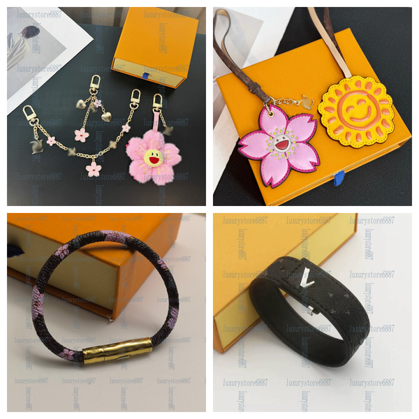 

TM cerise bracelet designer Murakami Cherry blossom bracelets cherry classical charm bracelet luxury jewlery designer for women plated gold bracelet key chain 806