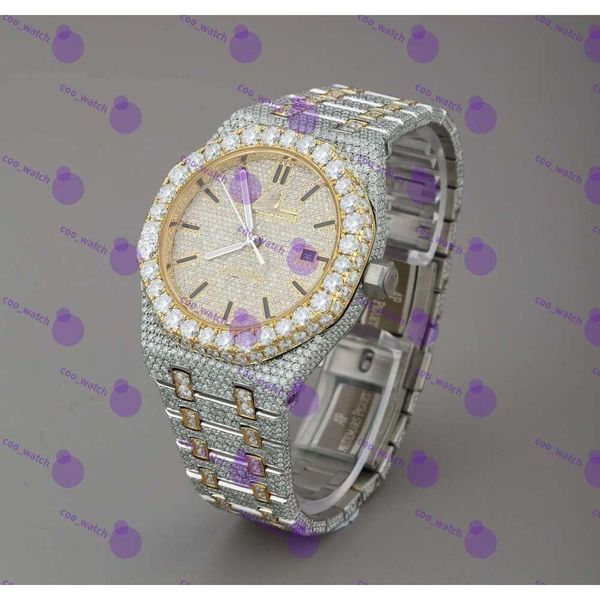

New style High quality Brand new luxury moissanite watch waterproof VVS handmade Men's watch Hip hop Fashion trend iced out watch, White.