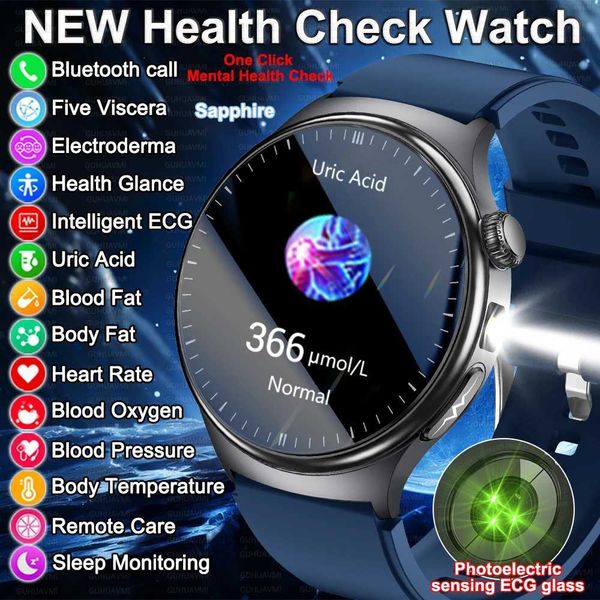 New Upgraded Health Monitoring Uric Acid Blood Pressure Oxygen Heart Check Smart Watch ECG watches Man 2025M251117