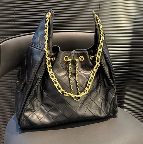 

Designer 25 Tote Bag for Woman Large Handbag jennie same hobo 2025 new small aroma style large capacity drawstring leather chain shoulder crossbody bag, Sky blue