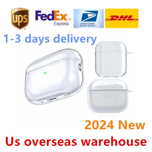 

USA Stock For Apple AirPods 4 pro 2 3rd airpod earphones 3 Solid Silicone Cute Protective Headphone Cover Apple Wireless Charging Box Shockproof 3nd 2nd new Case