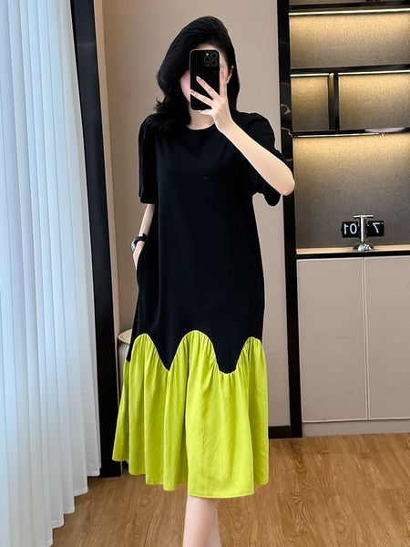 style dress 2025 spring new large size women's loose slim A-line skirt trend D02263