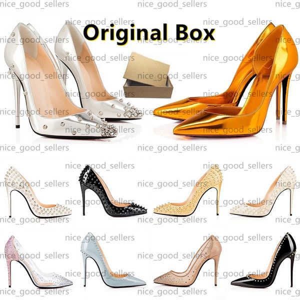 

Designer Women Red High Heels Shoes Brand High Quality Sandals 6cm 8cm 10cm 12cm Heels Nude Black Patent Leather Pumps With Dust Bag With Box, Color#1