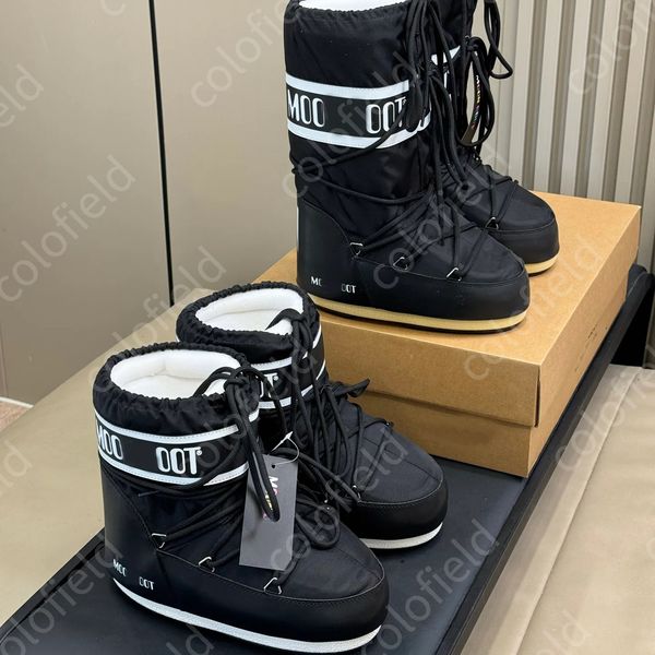 

boots for women top snow boot snow boots Top Quality Designer Luxury Chunky Black Nylon moonboots Knee Boot Platform Boots Winter Warm Knight Booties Winter ski boots, Clear
