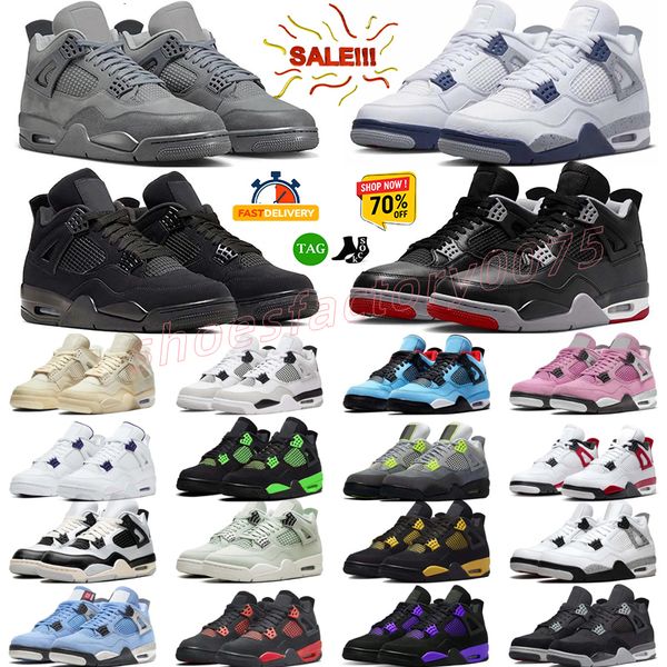 

with box Designer shoes 4 Basketball Shoes for Women Sail Red 4s Black Cat Cement Yellow Thunder White Grey Blue j4 University Seafoam Men S, 2_color
