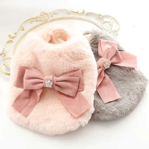 

Pet Autumn and Winter Clothing Plush Dress Princess Plush Bow Small Dog Pet Coat Dog Dresses for Small Dogs Puppy Clothes C251118, Blue