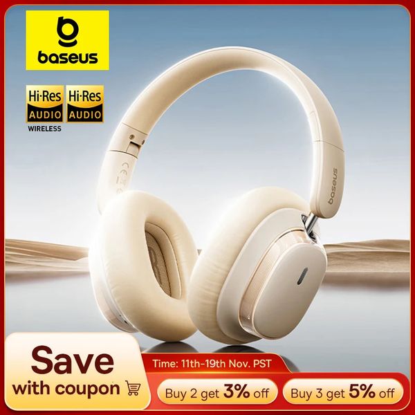Baseus Bowie H1s Wireless Headphones Bluetooth 54 Noise Canceling dB Over Ear Headset Hi-Res Spatial Audio Earphone 120H Time 251114