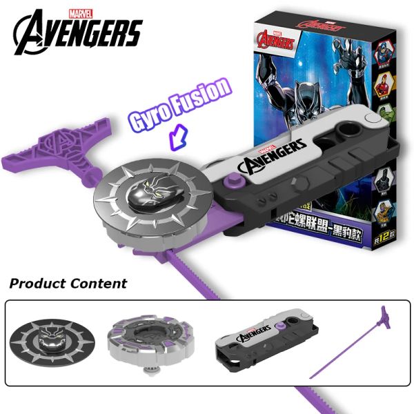 

Marvel Avengers Black Panther Beyblade Battle Game Beyblade Launcher 4PCS Fidget Spinner Movie Peripheral Toy Set Boys Boys Birthday Gifts Collectible Toy