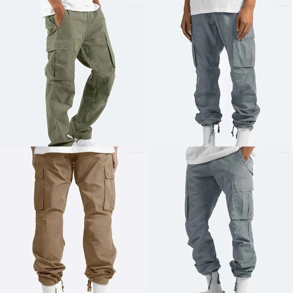 

A5Men's Pants Unisex Straight Baggy Casual Overalls Streetwear Loose Style Wide Leg Drawstring Black Cargo Oversized Trousers 7b, Yellow