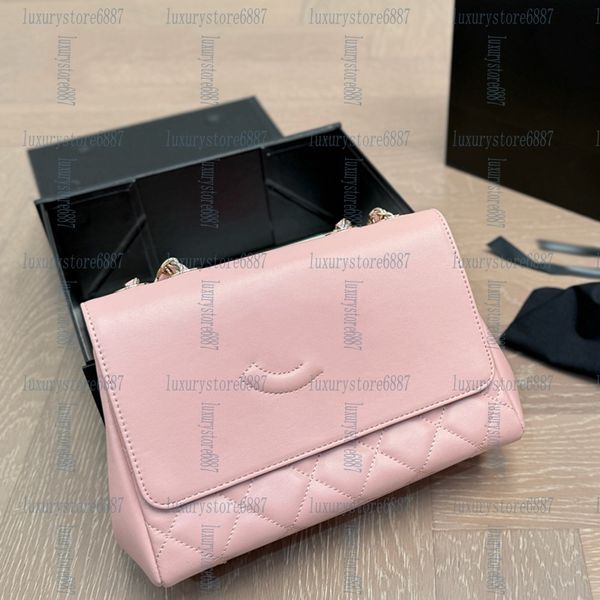 

Designer Lady Tote Airport Bag Genuine Leather Solid Color Flap With Quilted Gold Hardware Metal Hinge Matelasse Chain Luxury Handbag Crossbody Cosmetic Bags 90123, 75#22cm