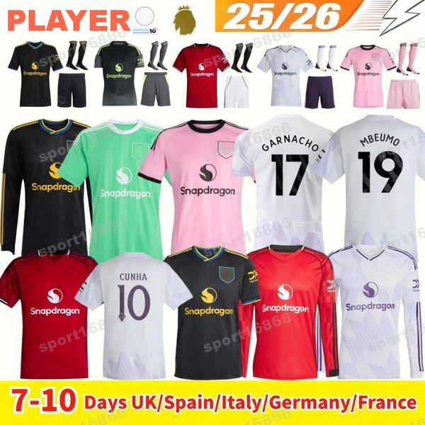 

25 26 ManUnited Player Slim Fit Soccer Jerseys CUNHA SESKO MBEUMO MARTINEZ CASEMIRO B. FERNANDES YORO DALOT ZIRKZEE HOJLUND MAINOO MOUNT AMAD football shirt Kits KIDS, Red2