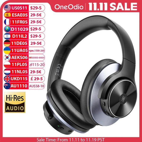 Oneodio A10 Bluetooth 54 Headphones Hybrid Active Noise Cancelling With Hi-Res Audio Over Ear Wireless Headset ANC With 5-Mic 251114