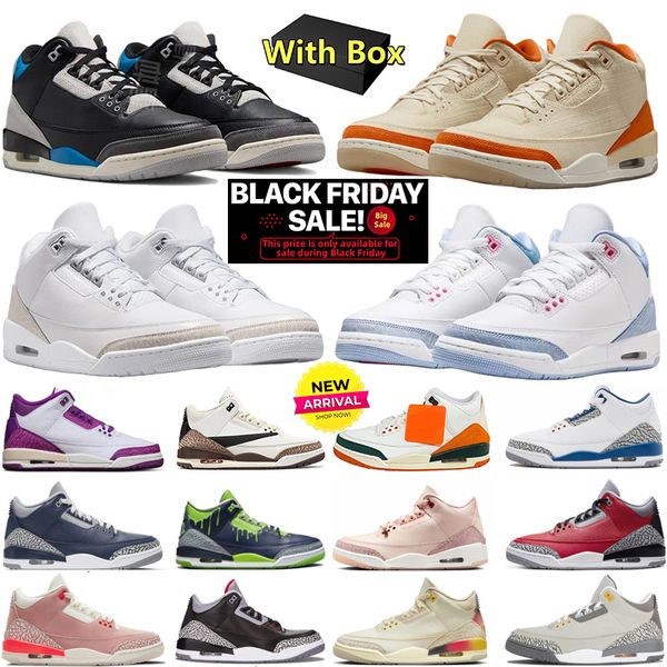 

Designer Basketball Shoes 3 3s Sports Sneakers With Box Men Cobalt Bliss Black Cat Pure Money Valentines Day Throw Line Metallic Silver For the love Womens Trainers, Cream