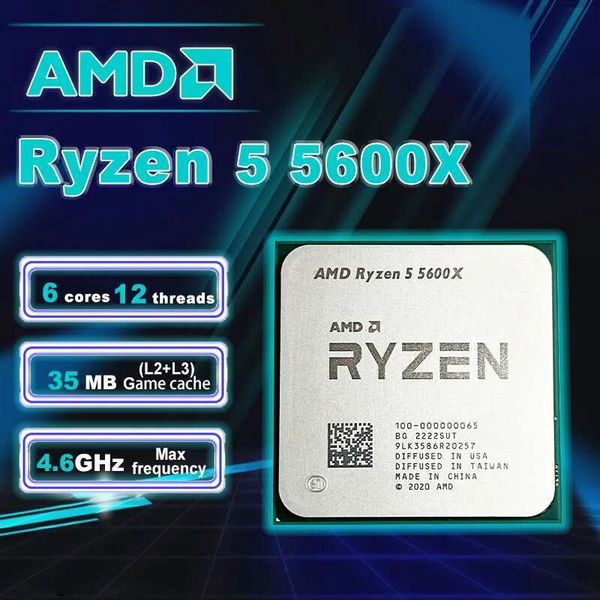AMD R5 5600X New Ryzen 5 5600X 3.7 GHz 6-Core 12-Thread CPU 7NM 65W L3=32M 100-000000065 Socket AM4