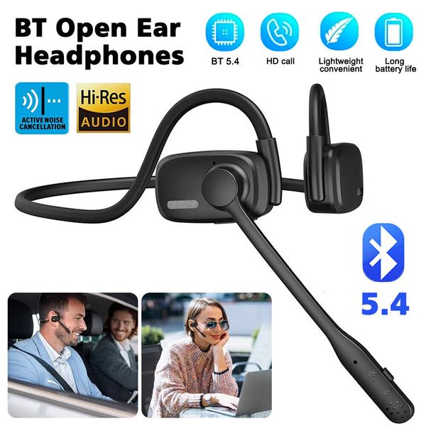 Open Ear Bone Conduction Headphones Bluetooth Headset wi/ Noise Cancelg Mic