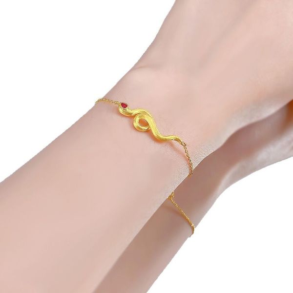 

Best-selling 2025 Golden Brushed Snake - shaped Bracelet Necklace 925 Silver Ruby Adjustable Length Unique Design Jewelry Accessory