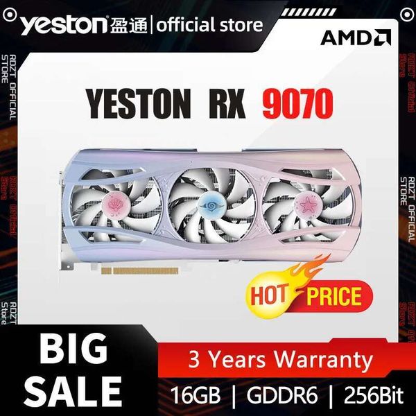 Yeston RX 9070 16G GDDR6 256bit Graphics Card 20Gbps Esports live video editing game Sakura Eye Water Atlantis OC