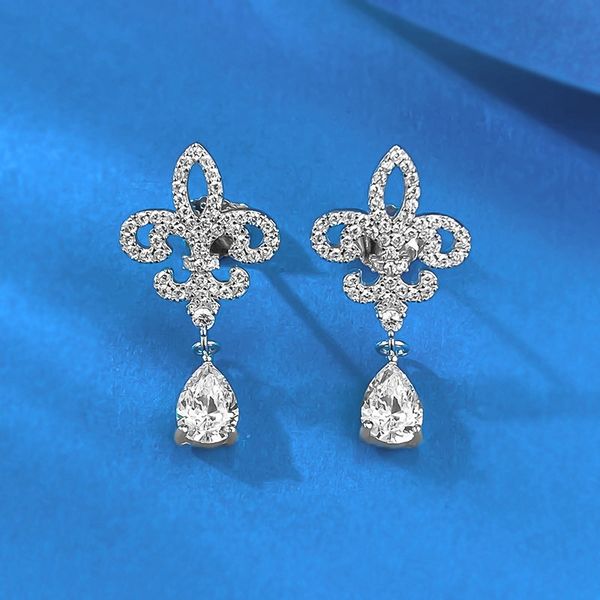 

New Style Best-selling 925 Silver 18K White Gold Plated Moissanite Iris Waterdrop Pendant Ear Studs Exquisite Elegant Earrings Jewelry