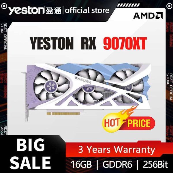 Yeston RX 9070XT-16G OC GDDR6 256bit 20Gbps Graphics Card 2518MHz Esports live video editing game