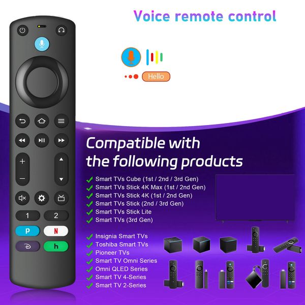 Replacement Voice Remote Control Compatible with Fire TV Stick Cube Lite Smart 251114