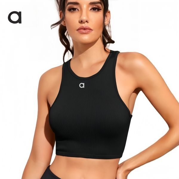 

Designer Womens Camisoles Short Tanks Tops Navel-Baring Stretch Quick-Drying Sweat-Wicking Yoga Clothes Sleeveless Slim Tees Backless T-shirt Reflective Letters, A-5