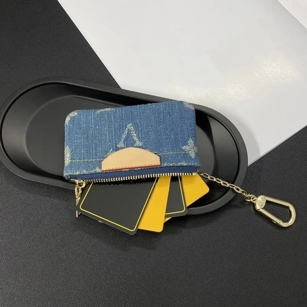 

Designer keychain Monogram Fashion Womens Mini Wallet denim Leather High Quality bag charm Weaving Texture Coin Purse Color Wallets Holder gift