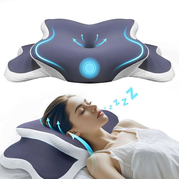 Foam Pillow Memory Cervical Pillow Neck Pain Relief Contour Ergonomic Orthopedic Neck Support for Side Back Stomach Sleeper Gift L260606
