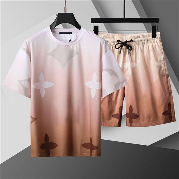 

cuccis Designer Mens Tracksuits Sets Jogger Sweatshirts Sports Jogging Suits Man Tracksuits Two Piece Set T Shirt Summer Printed Short Sleeve, Beige