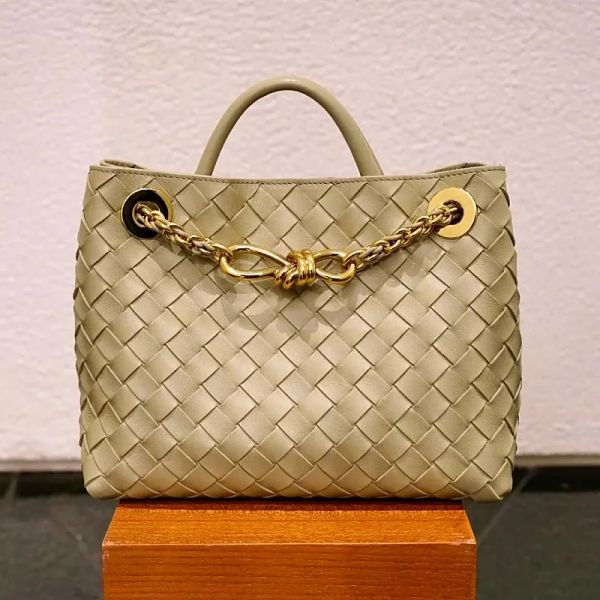 

10A Retro Mirror Quality Designer Bag Large Andiamo Handbag Women's Genuine Leather Weaving Handle Handbag Luxury Sheepskin Chain Decorative Belt Box, B-7