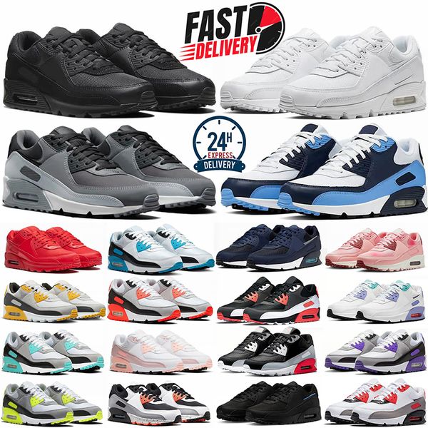 

90 Designer Running Shoes Men Women Sneakers 90s Triple Black White Mesh Leather Red Purple Yellow Grey Green Casual Sports, Royal blue