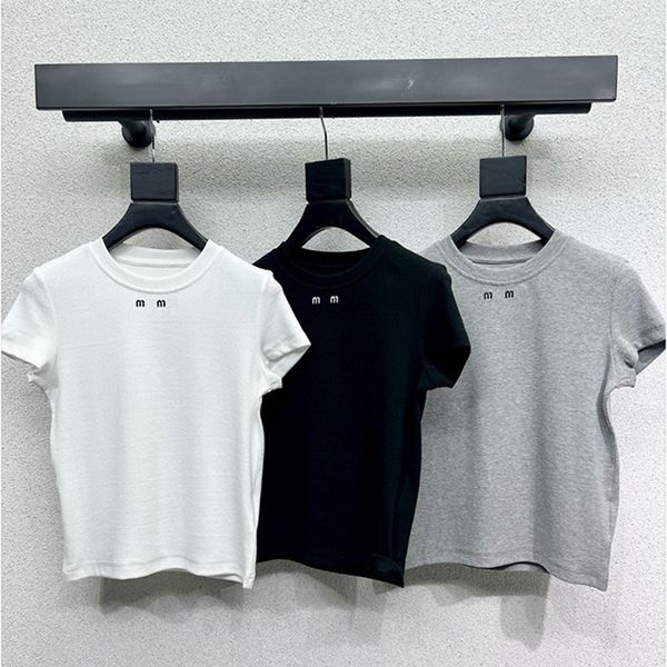 

Elegant ladies T shirt classic letter short sleeve womens designer pullover simple tees fashion luxury summer short T shirts SML, Black