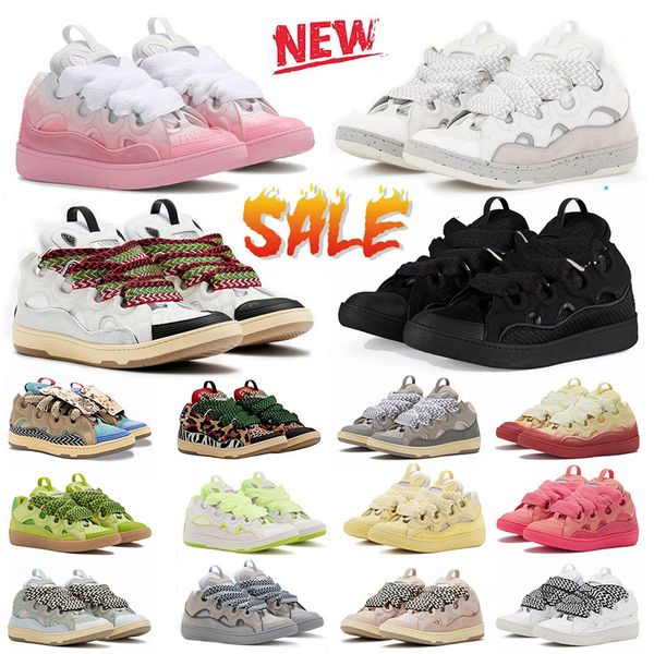 

Designer Shoes Women Men Curb Trainers Casual Platform Leather All Black White Pink Mens Emed Nappa Calfskin Laces Sports Big Size Sneakers, A 11