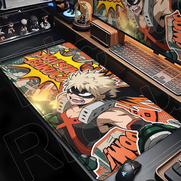 Japan Anime My Hero Academia Mousepad Bakugou Katsuki Large Lock Edge Keyboard Pad For Gamer Computer Desk Mats Anti-slip RubberM251119