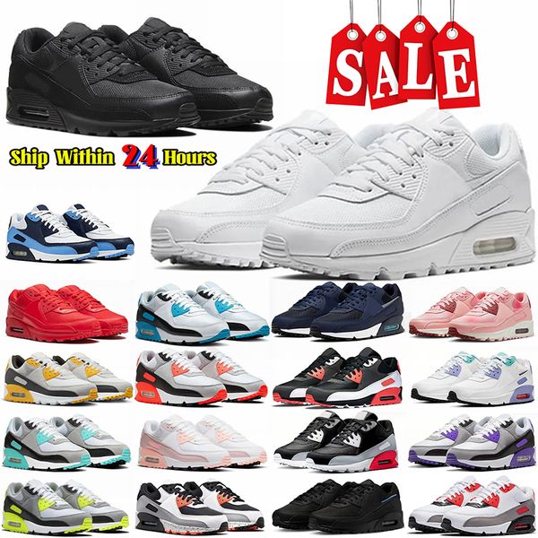 

90s Designer Shoes Men Women Sneakers 90 Triple Black White Mesh Leather Blue Red Purple Yellow Grey Green Outdoors Casual Sports, Pewter