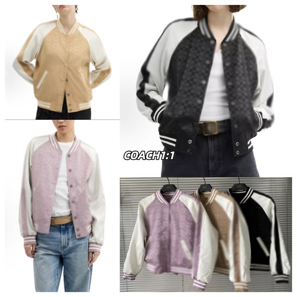 

Designer, new double-sided striped baseball jacket for women, single-breasted baseball collar, long-sleeved jacket, soft and skin-friendly fabric, A1