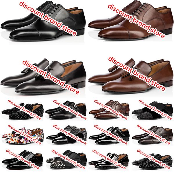 

2026 Mens Designer Dress Shoes Pointed Toe Black Suede Patent Leather Rivets Glitter Loafers Men Fashion Sneakers Party Wedding Shoe with Box 38-47 CS06, Grey