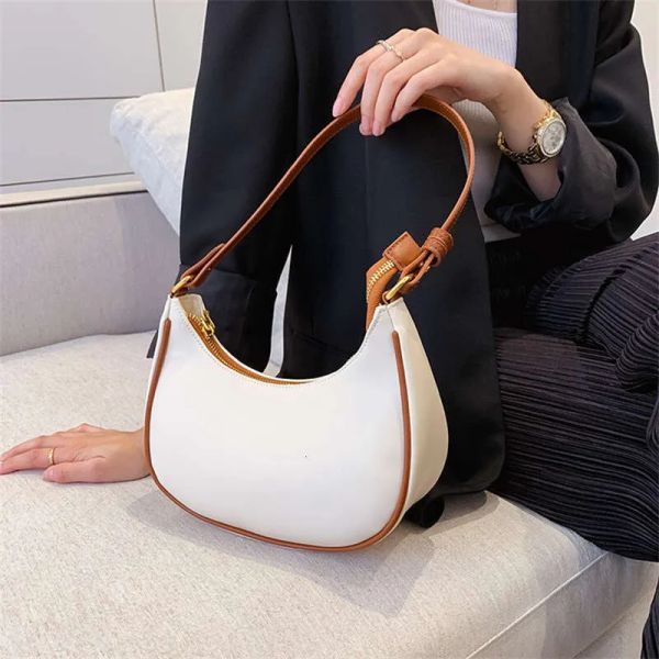 

New Women Shoulder Designer Clutch Handbags Solid Color Leather Underarm Bag Female Casual Shopper Tote Hobos Bags, Brown