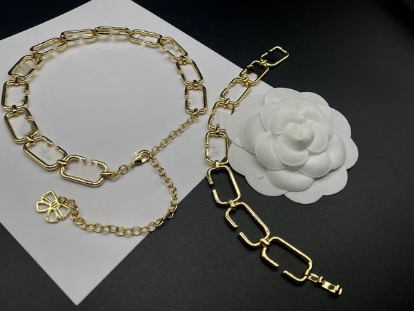 

2023-Luxury Lock Gold Necklaces Baroque Designer Chain Bracelets Cuba Link Jewelry Sets Gift With Box 925 Silver Letter Jewelry Set-a1245
