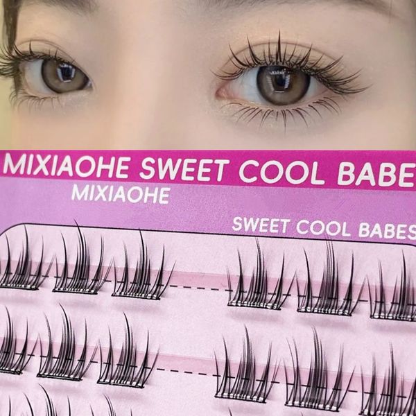 

MIXIAOHE glue-free false eyelashes single cluster DIY free removal natural clear daily large capacity 60 clusters with self-adhesive strips simulated eyelashes