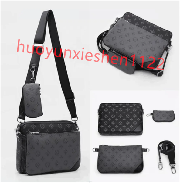 

2026 designer bag clutch bags 2025 Mens Totes Purses Fashion Handbags Men Leather TRIO Messenger Bags Luxury Shoulder Make up Bag, 7#
